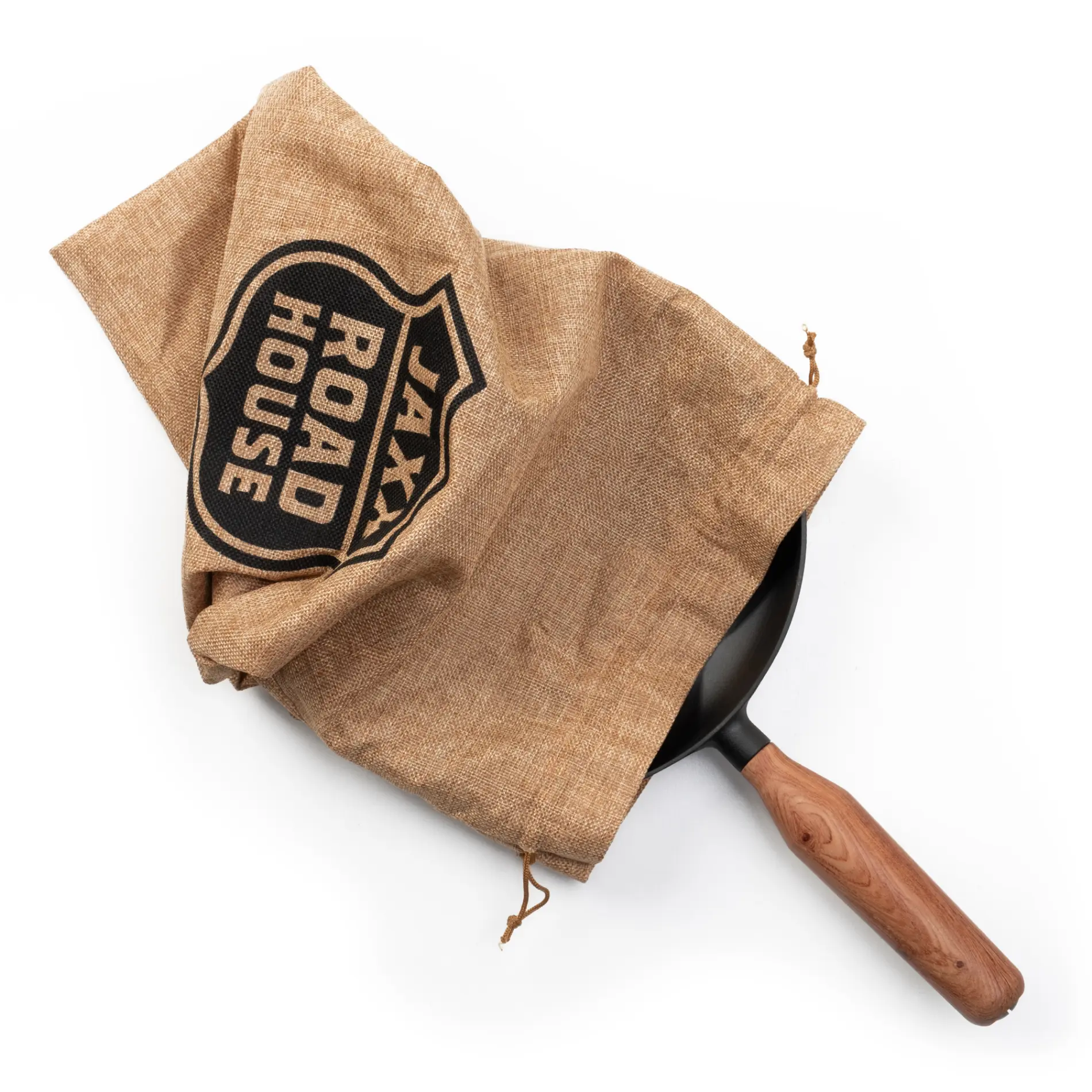 Bratpfanne im mitgelieferten Jutebeutel mit Logo